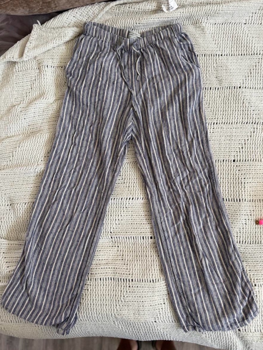 Urban Outfitters linen Striped Drawstring Pants - Blue & White